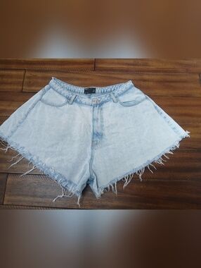 ASOS Curve Light Blue Frayed Hem Denim Shorts